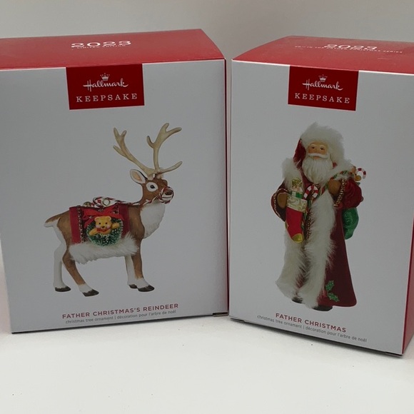 Hallmark Father Christmas & FC Reindeer set Ornaments 2023 - Picture 1 of 4